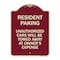 Signmission Tow Away Resident Parking Unauthorized Cars Will Be Towed Away at Owners Expense, BU-1824-22805 A-DES-BU-1824-22805 - alternate 1